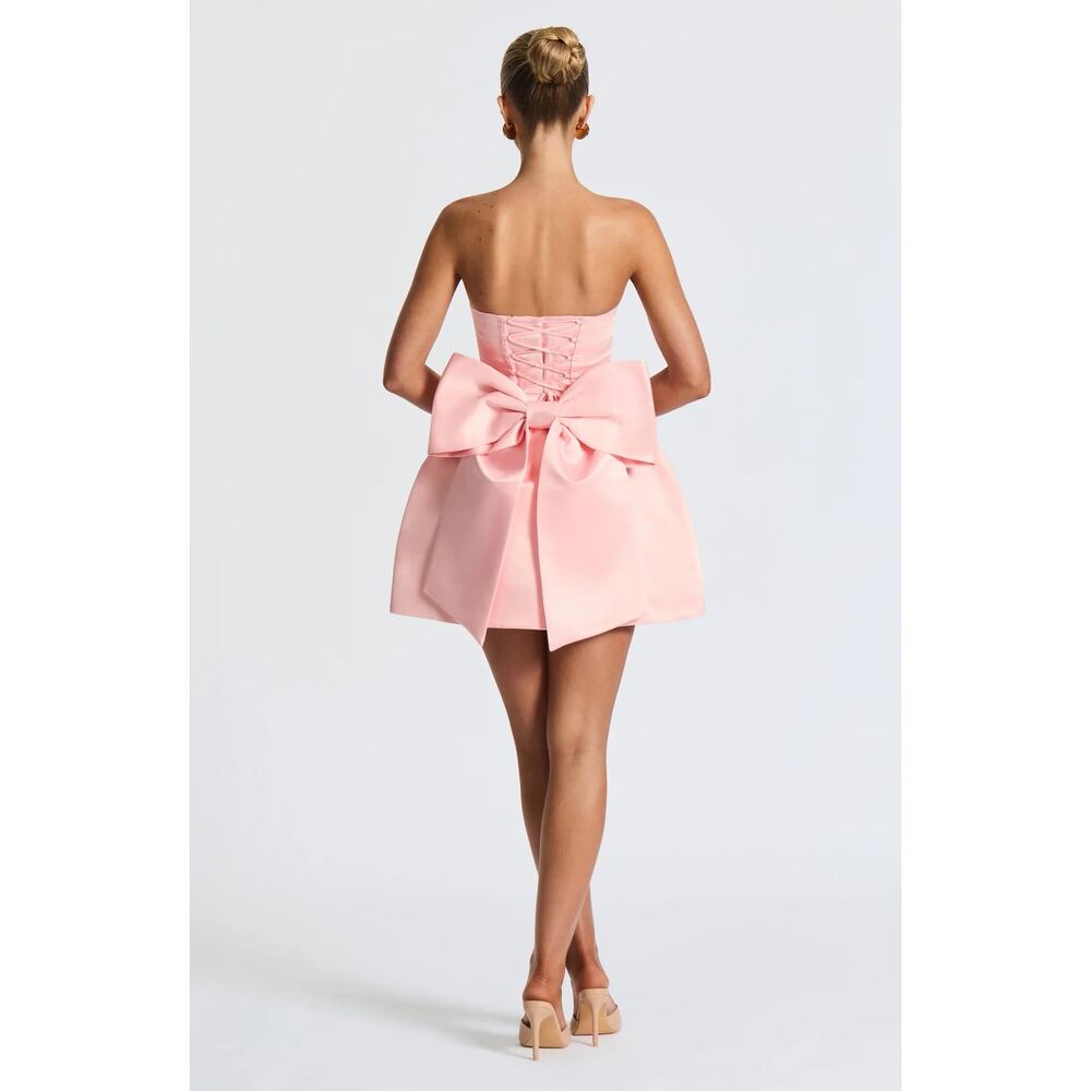 NWT Babyboo Abbey Blush Pink Bow Corset Fit & Flare Strapless Mini Dress Size S - Picture 8 of 14